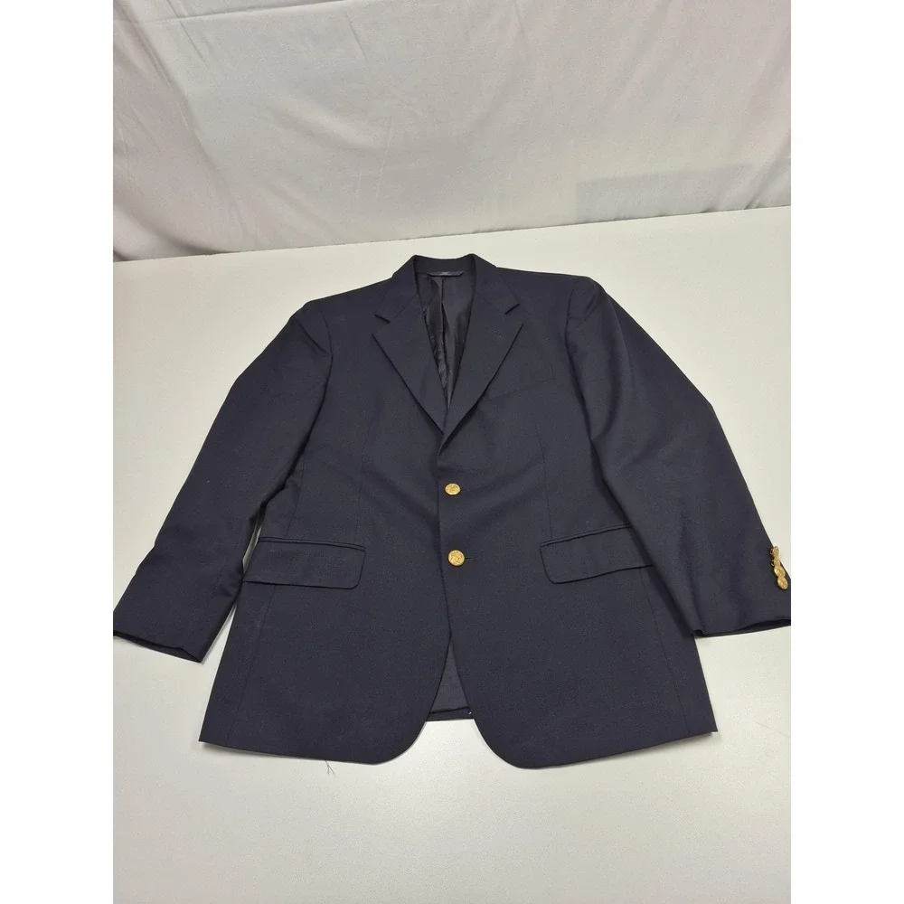 Brooks Brother Blazer Men's 39S Wool Navy Blue Wool Gold Button 2 Button 346